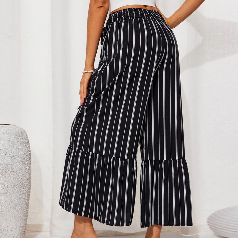 Grace Karin Women Elastic Waist Flared Pants Casual Full Length Bell-Bottoms