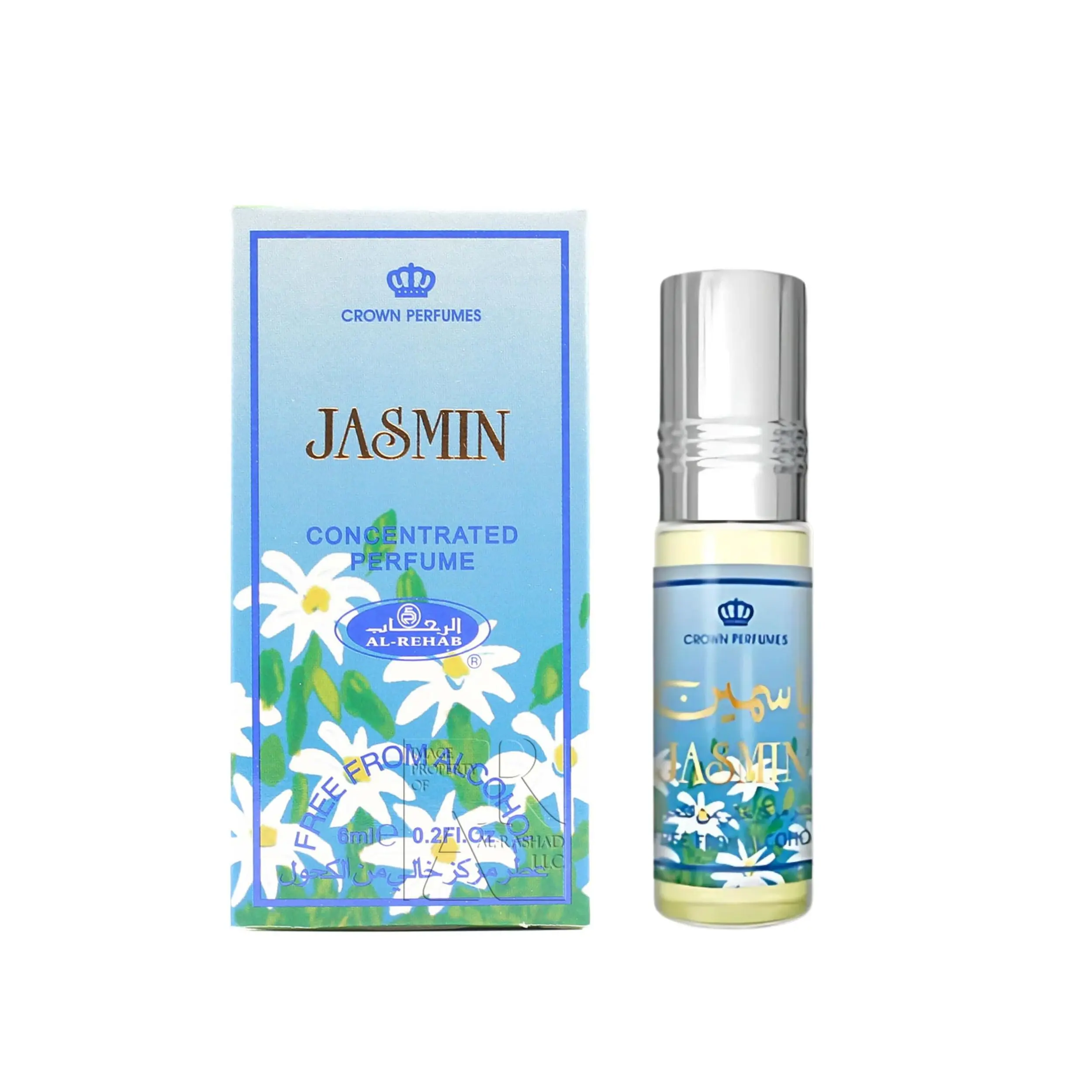 Al Rehab Jasmin Roll-On Arabic Perfume Oil - 0.2 fl oz Unisex Elegant Jasmine, Floral Sweet, Musk Powdery Aroma Fragrance, Daily Wear Beauty & Personal Care