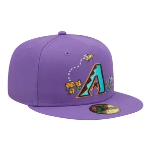 New Era Arizona Diamondbacks Watercolor Floral Men Fitted Hat Purple