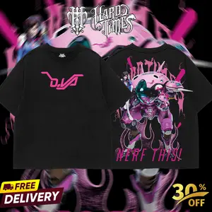HardTimesClothing - D.va Overwatch, Blizzard Collection Game Oversized Washed Tee Acid Washed Lightweight TSHIRT, Gift for him her Clothes Cotton