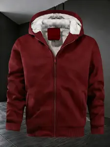 Men's Warm Hooded Jacket, Thick Zipper Hoodie for Autumn, Winter Seasons, Chinese-Made
