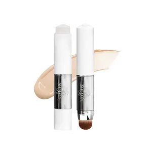 Color Changing Foundation Stick, Medium to Full Coverage Cream Foundation Stick with Brush Makeup Portable Dual-Ended Foundation Stick