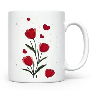 Rose Coffee Mug 11 Oz Funny Ceramic Tea Cup for Women Novelty Mugs with Handle for Office Home