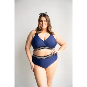 Navy Boho Embroidered Wrap Bikini