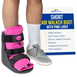 Brace Direct Women's Short Air Walker Boot - Pink Lined Medical Walking Boot For Women