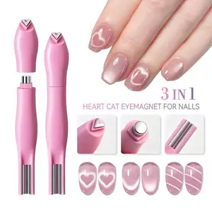 3 in 1 Nail Magnet Tool, Upgraded Nail Magnet Pens, Multi-Function Magnet Stick 3D Magnetic Cat Eye Gel Polish Nail Art, for Salon, Studio or Home,Christmas gifts
