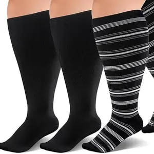 3 Pairs Wide Calf Socks for Women&Men Plus Size Large Support Stockings,Sports Socks Mixed Pattern Breathable Knee High Socks for Women & Men,Summer Sports Socks for Athletic,Soccer,Daily,Running