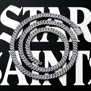 Star Saints 6mm Moissanite Cuban Link Chain – 20 Inch VVS D Color Iced Necklace, Diamond Tester Pass, Unisex Luxury Jewelry