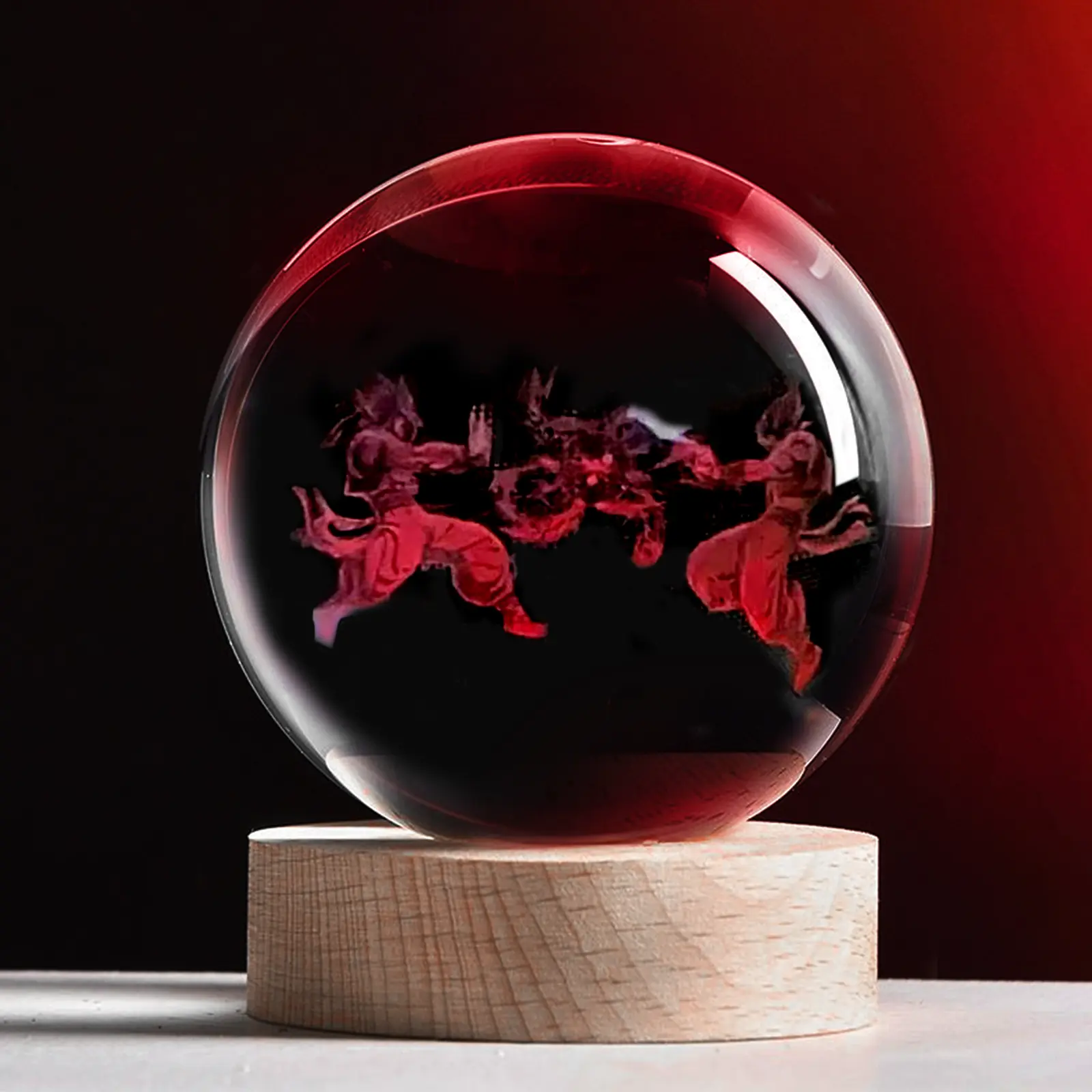 3D Wukong Vegeta Light-Up Crystal Ball Collectible Figurines - Dragon Phoenix Glass Animal Ornaments, Home Decor Paperweight Gifts for Best Friend Keepsakes