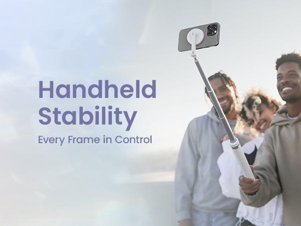 KraftGeek JustTap Magnetic 66" Selfie Stick Tripod for iPhone & Android Phones, Compatible with MagSafe, Fits iPhone 12/13/14/15/16/17 Series & iPad, MagSafe Case & Other Phones with Metal Ring, With Rechargeable Wireless Remote