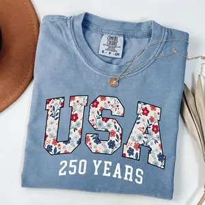 Comfort Colors Happy 250th Birthday USA Tshirt, America 250th Anniversary Semiquincentennial Gift USA 250 T-shirt Independence Day 4th Of July