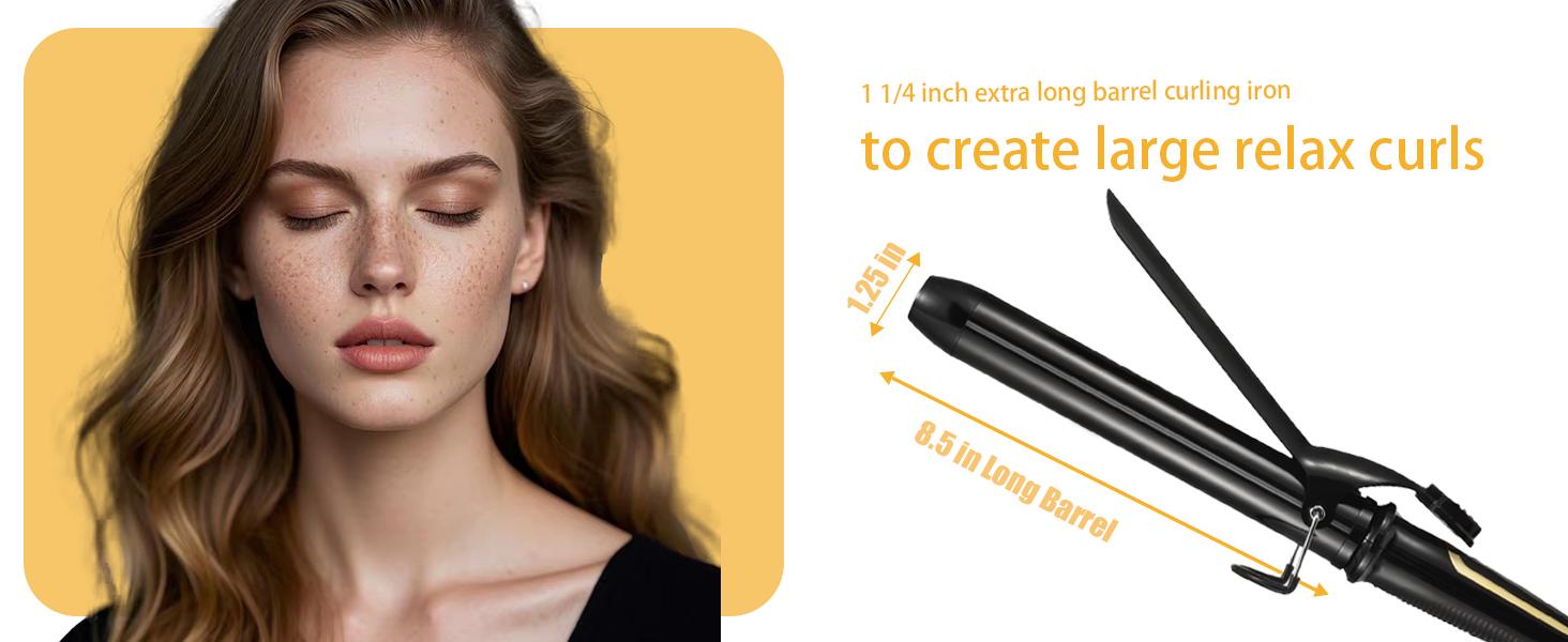 Lanvier 1 Inch Extra Long Hair Curling Iron with Ceramic Tourmaline Barrel, Professional Hair Curler up to 450°F with Dual Voltage for Worldwild Use, Hair Waving Style Curling Tool to Creat Small curls to Medium curls for Girls & Women–Black Comfort