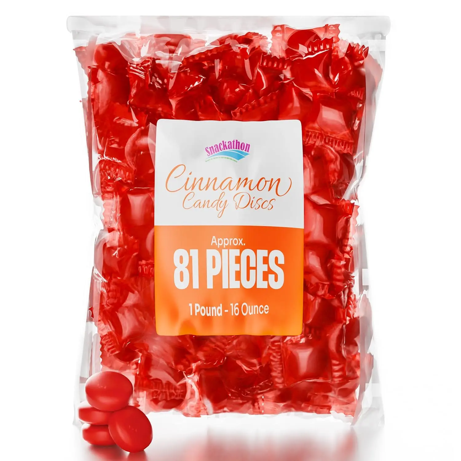 Snackathon Cinnamon Hard Candy – Individually Wrapped Discs