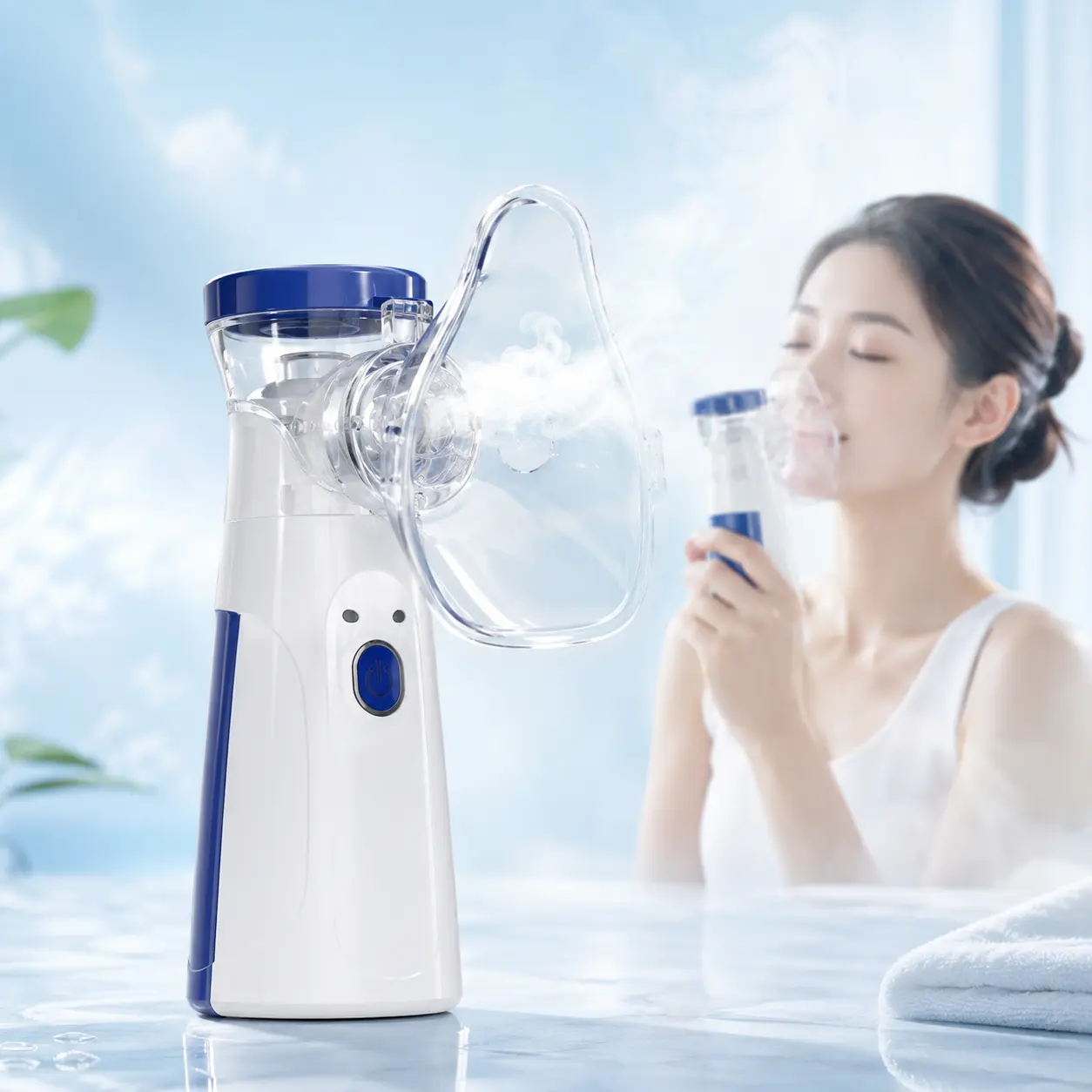 Portable Mesh Nebulizer for Adults & Kids, 3 Adjustable Mist Levels, 1-Button Control, Auto Shut-Off, USB-C Rechargeable, Quiet Lightweight Design, Adult Mask, Child Mask & Mouthpiece Included