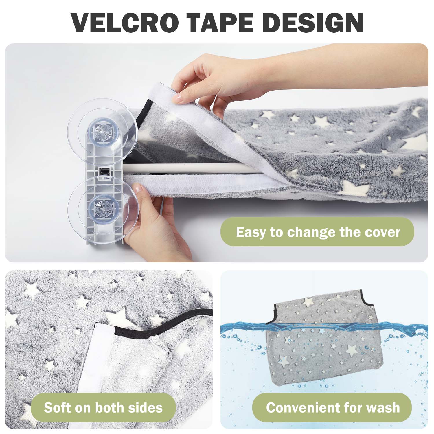 POMESEA Sunbathing Window Perch for Large Cats, Glow in The Dark Cat Window Hammock with Hook Design, Easy to Assemble, Foldable Window Seat for Cats Inside