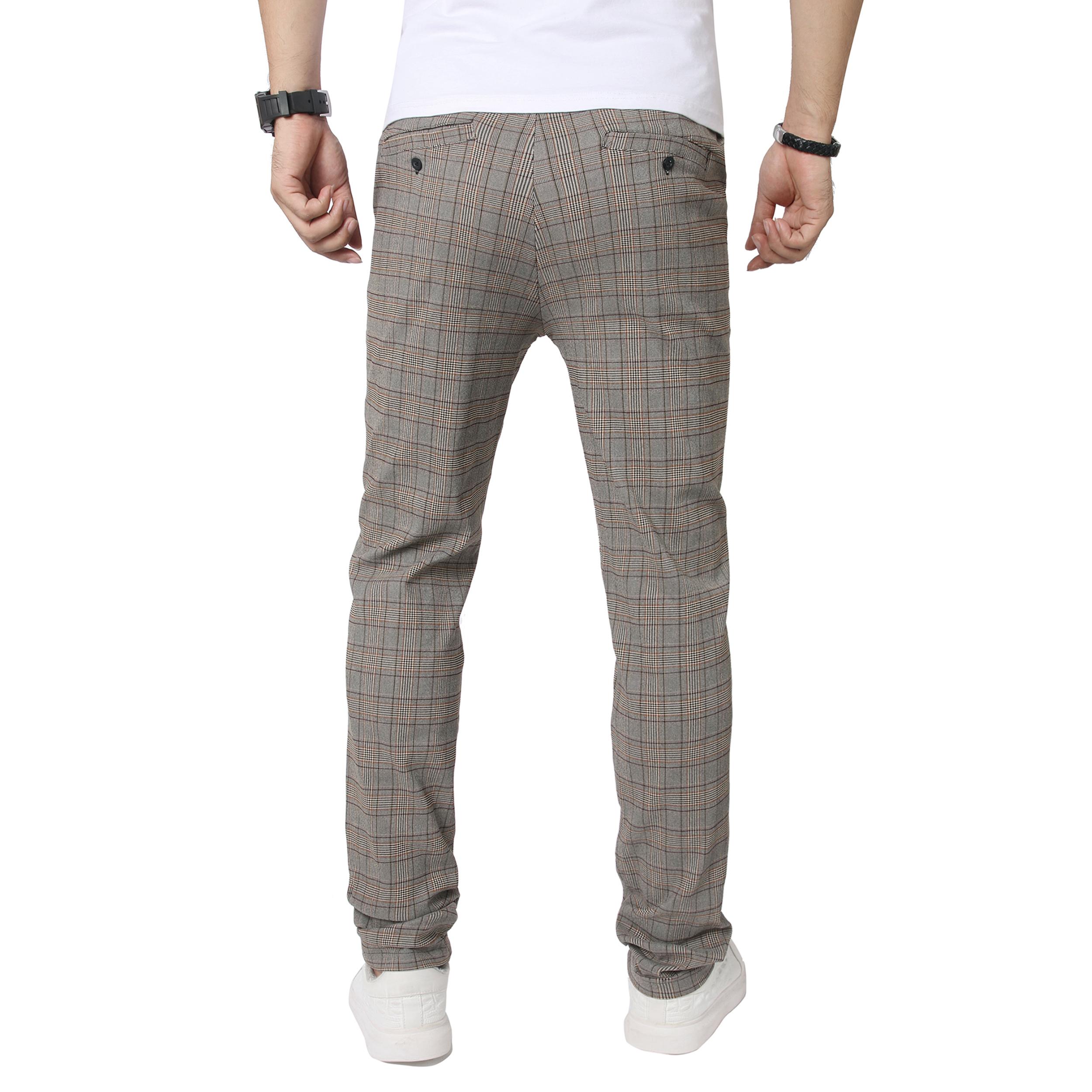 JUNBAOSS Men's Slim Fit Stretch Dress Pants Plaid Skinny Pants for Men, Straight Leg Fashion Comfort Flex Waist Pants, Men's Casual Business Golf Dress Chinos Pants