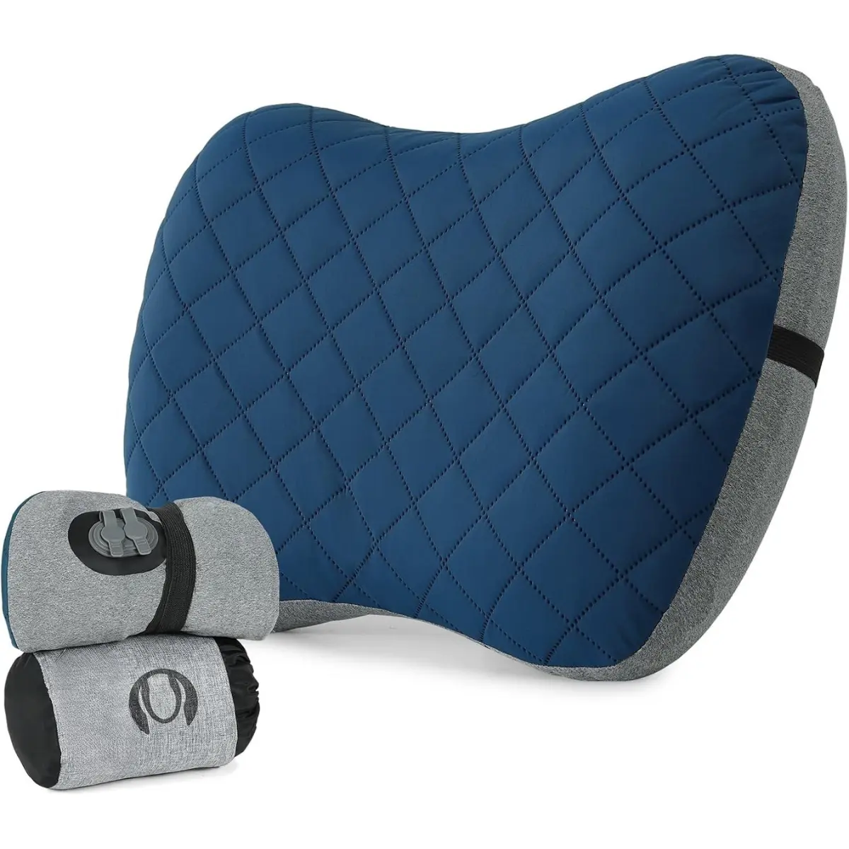 Camping Pillow with Removable Cover- Inflatable Pillow - Travel Pillows for Backpacking & Airplane, Lumbar Support Blow Up Pillow Washable Pillowcase, Compressible Pillow (Pacific Blue (With Cover))