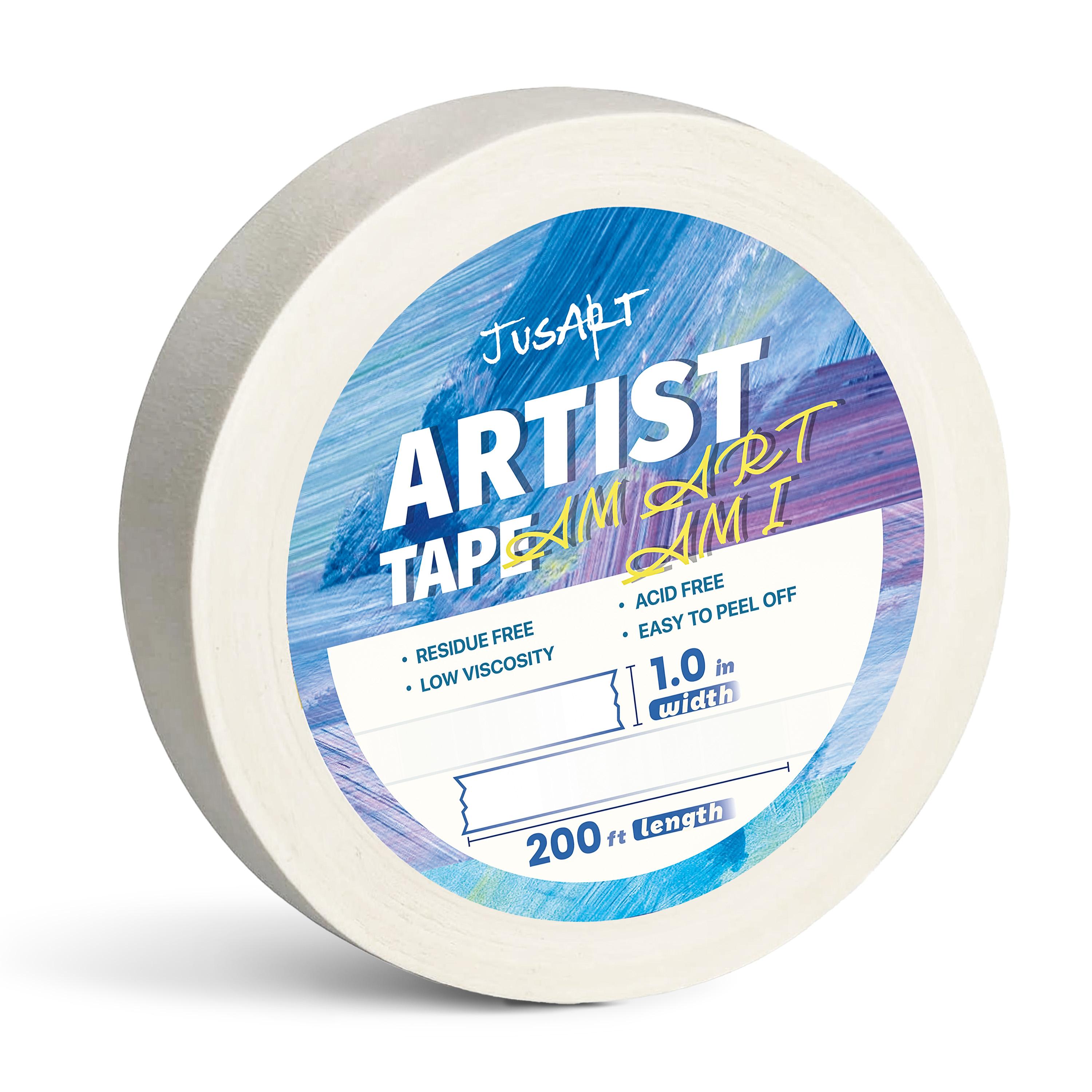 JusArt Artist Tape for Watercolor Paper, 0.5/1 inch Wide Total 200/600FT Long, White Art Tape for Masking, Framing, Painting, Acid Free, Low Tack