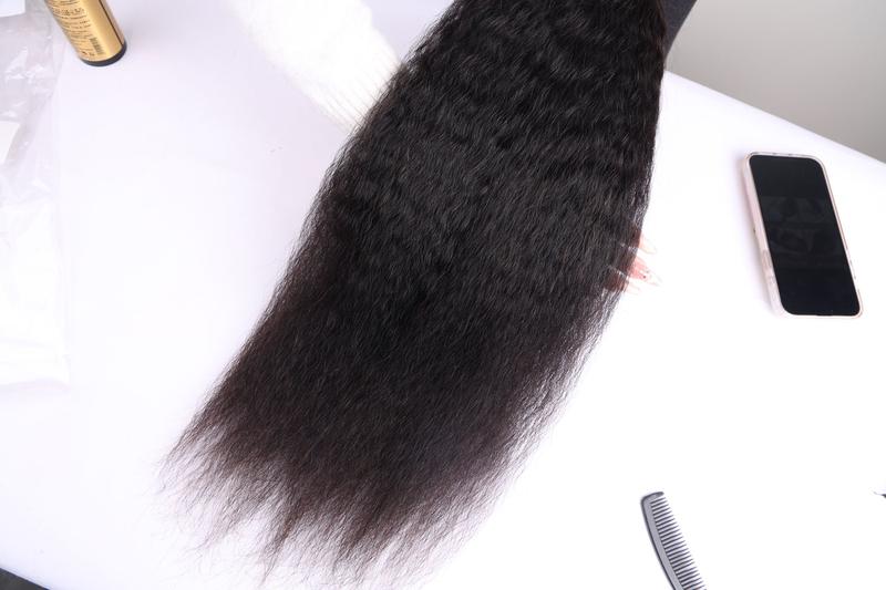 15A PerisModa Kinky Straight Bundles Human Hair Weave Yaki Straight Bundles 12-32 Inches Remy Hair 4C Extensions Set 100% Unprocessed Brazilian Virgin Hair Natural Color For Black Women