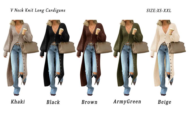 Tanming Women's Long Chunky Knit Cardigan V Neck Button Down Cozy Fall Sweater with Pockets Casual Everyday Wear TikTokShopBlackFriday