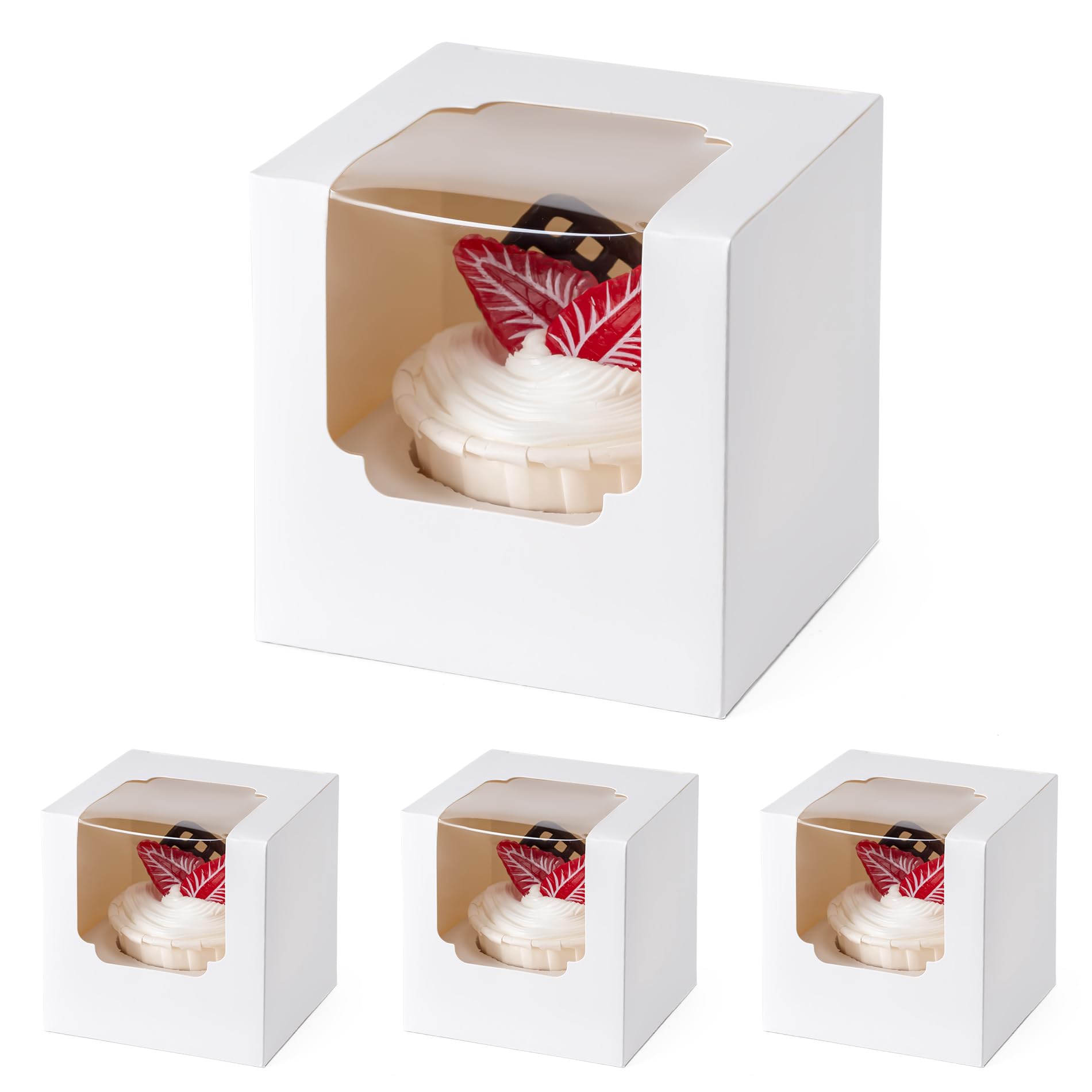 Individual Cupcake Containers, Cupcake Boxes with Window, Food Grade Cupcake Holders with Inserts, Stackable Deep Cupcake Carrier Easy Transport and Presentation Individual Cupcake Containers, Cupcake Boxes with Window, Food Grade Cupcake Holders with Inserts, Stackable Deep Cupcake Carrier Easy Transport and Presentation