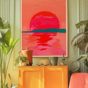 Red Sunset Poster: Psychedelic Y2K Wall Art 6