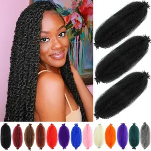Black Afro Twist Hair 24 Inch 3 Packs, Springy Afro Twist Hair Pre Fluffed Spring Twist Hair Pre Stretched Wrapping Hair for Soft Locs Hair Extensions