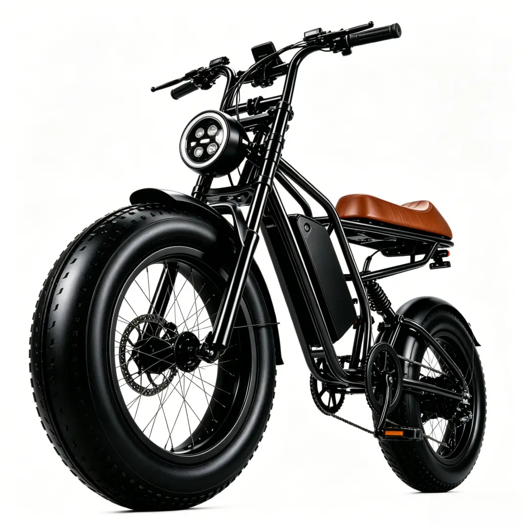 Unisex Retro Cafe Racer Electric Bike for Adults, 1500W Motor up to 27 MPH, 20” All-Terrain Fat Tires & Dual Suspension for Off-Roading tiktokshopbacktoschool, Bike Seat, Sporty Chic