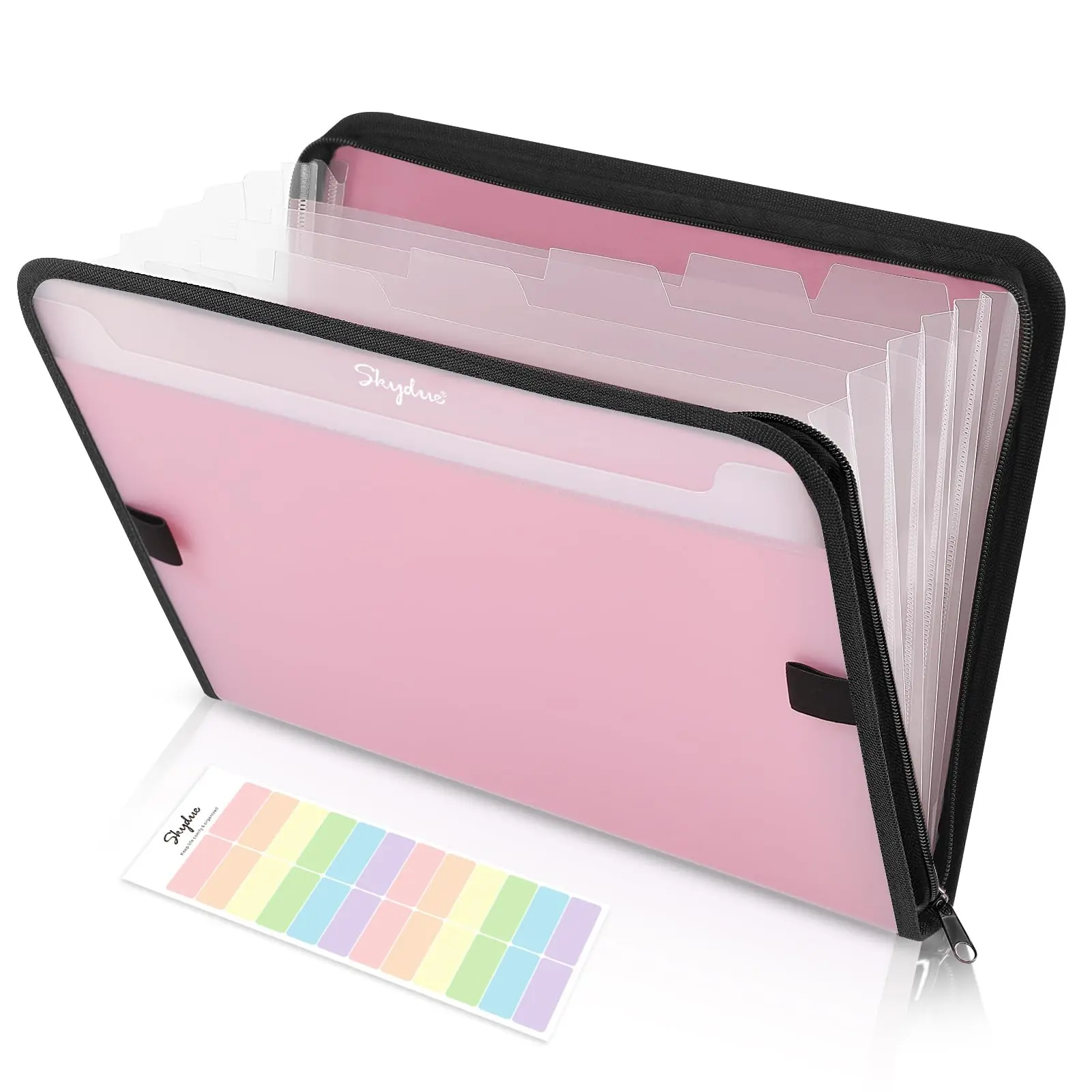 SKYDUE 7-Pocket Expanding File Organizer - Double Zipper, Front Pocket, Office Accessories, File Storage, Back to School Shopping Supplies, College Supplies for Students, Travel Use, Stuff For School