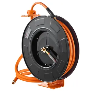 VEVOR Retractable Air Hose Reel 3/8IN x 100FT Rubber 300PSI Auto-Rewind Heavy Duty Steel 1/4" NPT Fitting Ceiling Wall Mount