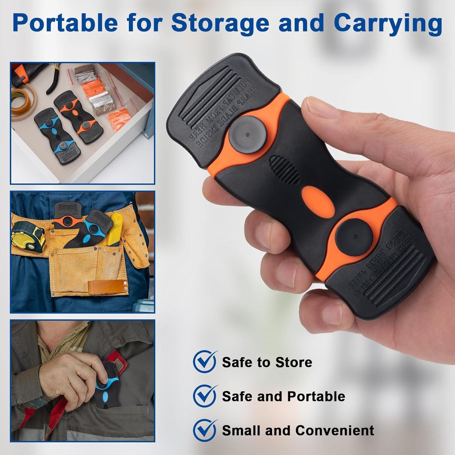 Easy-to-Use Scraper Tool Set with Safe Double-edged Plastic Blade & Sharp Metal Blades for DIY Enthusiasts - Ergonomic Grip for Comfortable Cleaning