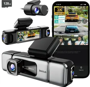 Botslab 3K 4 Channel Dash Cam with 3.18” Touch Screen, 24/7 Parking Mode, Built-in GPS, 5.8G WiFi, Night Vision, Voice Control, 128GB Card, Rear Camera Monitor