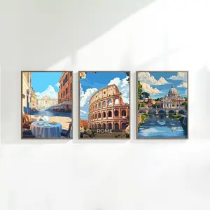 Rome Wall Art Set of 3 Travel Prints Trevi Fountain Colosseum Vatican City