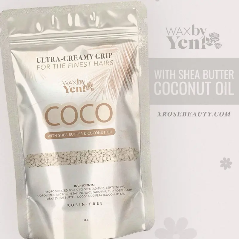 WaxbyYeni Coco Rosin-Free Wax Hair Removal, Shea Butter + Coconut Oil, Moisturizing, Paraben-Free, for Bikini Line & Underarms