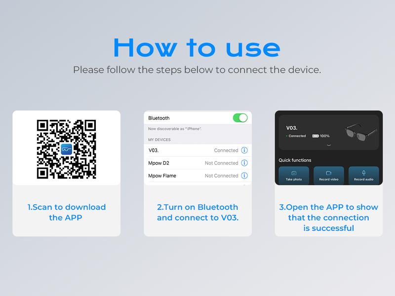 Smart Bluetooth Glasses with Camera, 1080p Video Recording Wearable Glasses, Multifunctional Wireless Audio Glasses with Headphone, Outdoor Sports Camera Sunglasses with Intelligent Voice Assistant, Anti-blue Light Protection Eyeglass