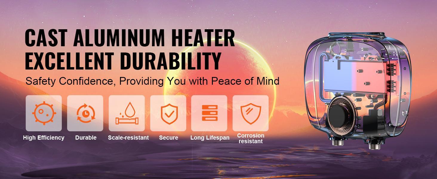 VEVOR Tankless Water Heater Electric, 7kw On Demand Instant Under Sink Water Boiler, Digital Temperature Display & Easy Installation & 24-Hour Water Supply, For Kitchen Bathroom Faucet And Shower