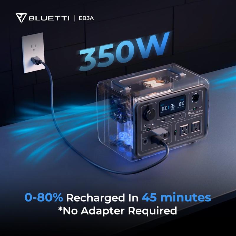 BLUETTI EB3A Portable Generator,600W Solar Generator, 268Wh LiFePO4 Power Station for Camping, Home Use, Emergency