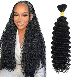 SuperNova 100% Human Hair for Boho Braids – Deep Wave & Water Wave, 14-24 Inch, 1 Bundle (100g), Curly Hair for Knotless & Boho Braids, Bulk Hair Extensions