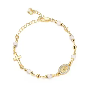 Adjustable Bracelet Featuring Gold Heart and Obsidian Crosses