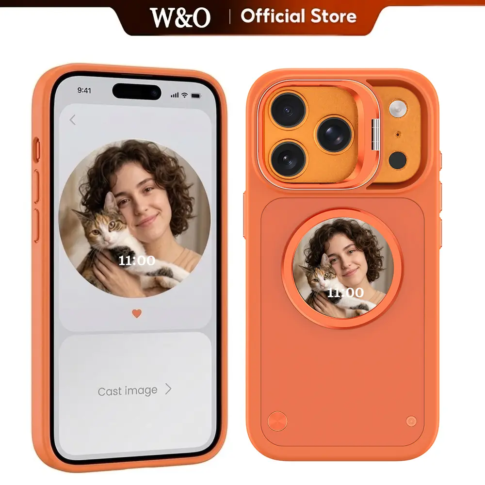 W&O Customizable E-Ink Phone Case Compatible with iPhone 16 17 Pro Max, Upgraded Ink Screen Smart Cover, DIY Image Text Display Personalized Case, Shockproof Wireless Charging Support Unique Gift, Back to School Gift, Deal for you day