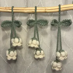 Crochet Lily of the Valley Keychains - Cream - B