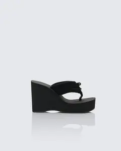 Deema Black Superstacked Wedge Flip Flop
