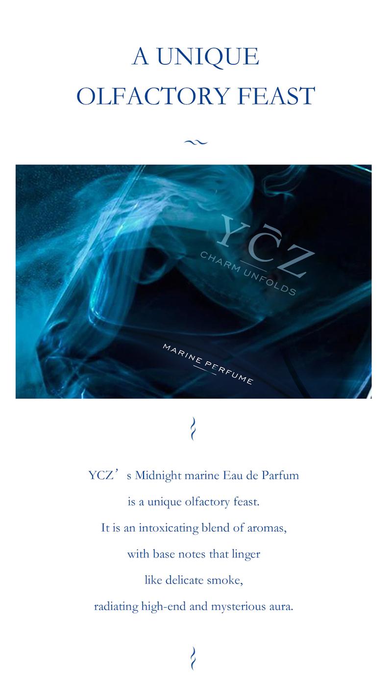 YCZ Midnight Marine Eau De Parfum 50ml - Long Lasting Floral Fruity Woody Notes for Men Captivating Scent 1.7 fl oz Charming & Aromatic Fragrance Edp Intense