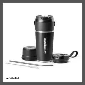 nutribullet Flip Portable Blender with Black Insulated Cup: Cordless Personal Blender, Stainless Steel Blades