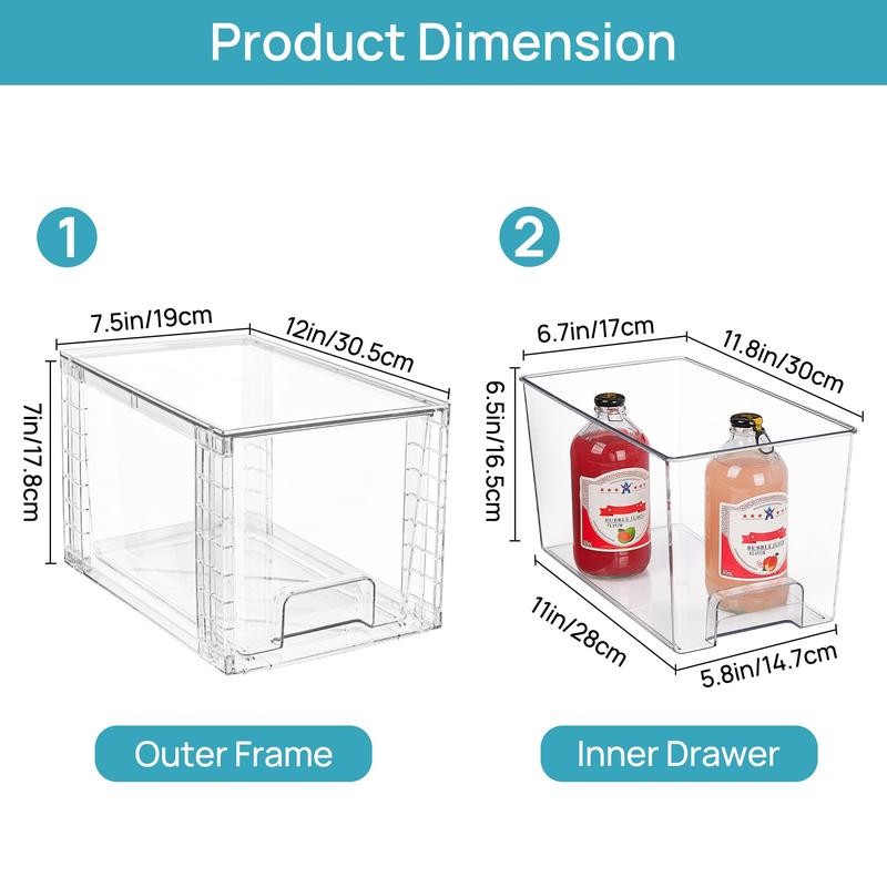 VTOPMART 6 Pack Stackable Clear Drawer Organizer for Organizering Nursing Bottles,Candy,Snacks,Makeup,Cosmetics,Tampons,Medicines,Pantry,Under Sink,Closet,Bathroom, with Free Stickers,Valentines Gift Ideas