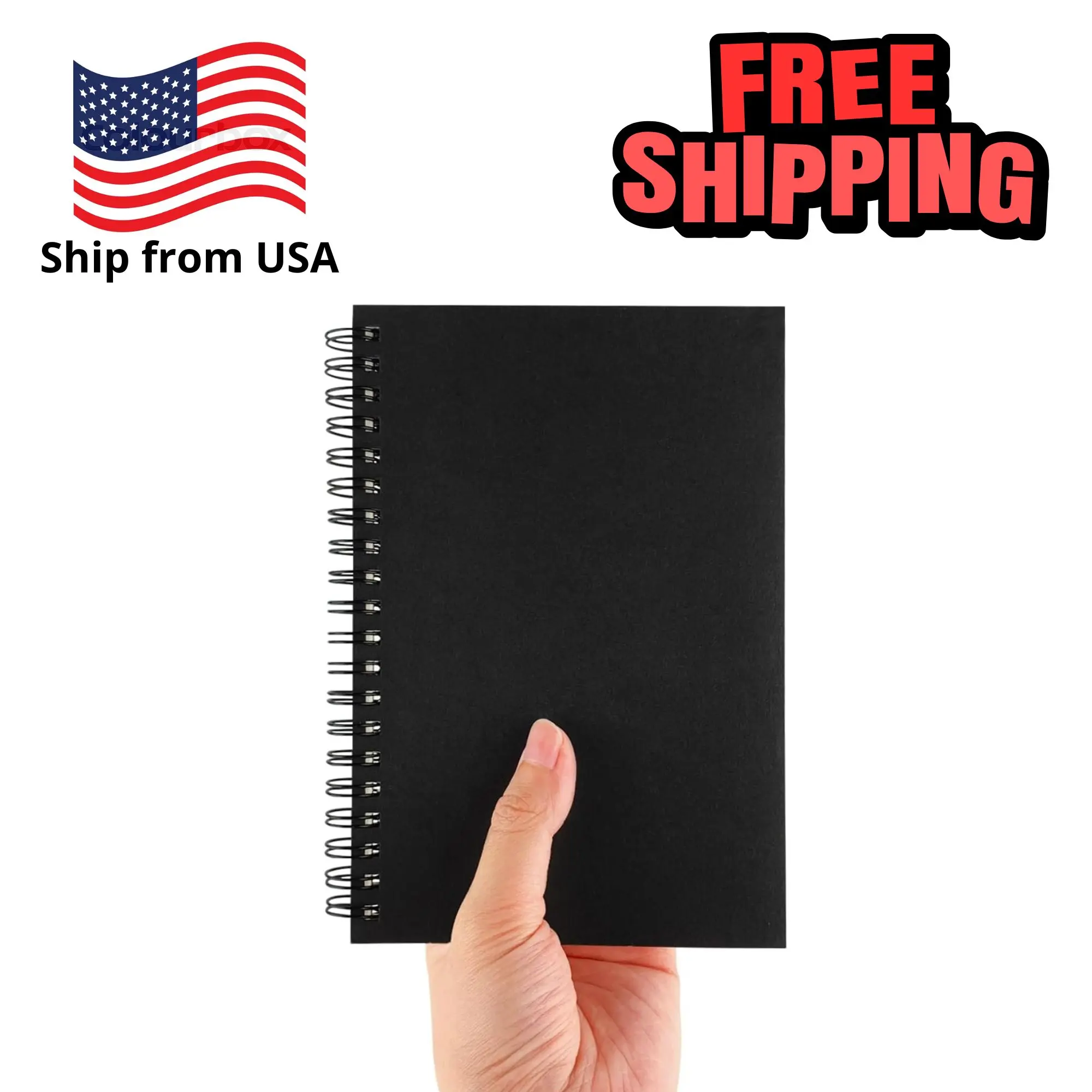 Blank Spiral Notebook, 1-Pack, Soft Cover, Sketch book, 100 Pages / 50 Sheets, 7.5 inch x 5.1 inch (Black)
