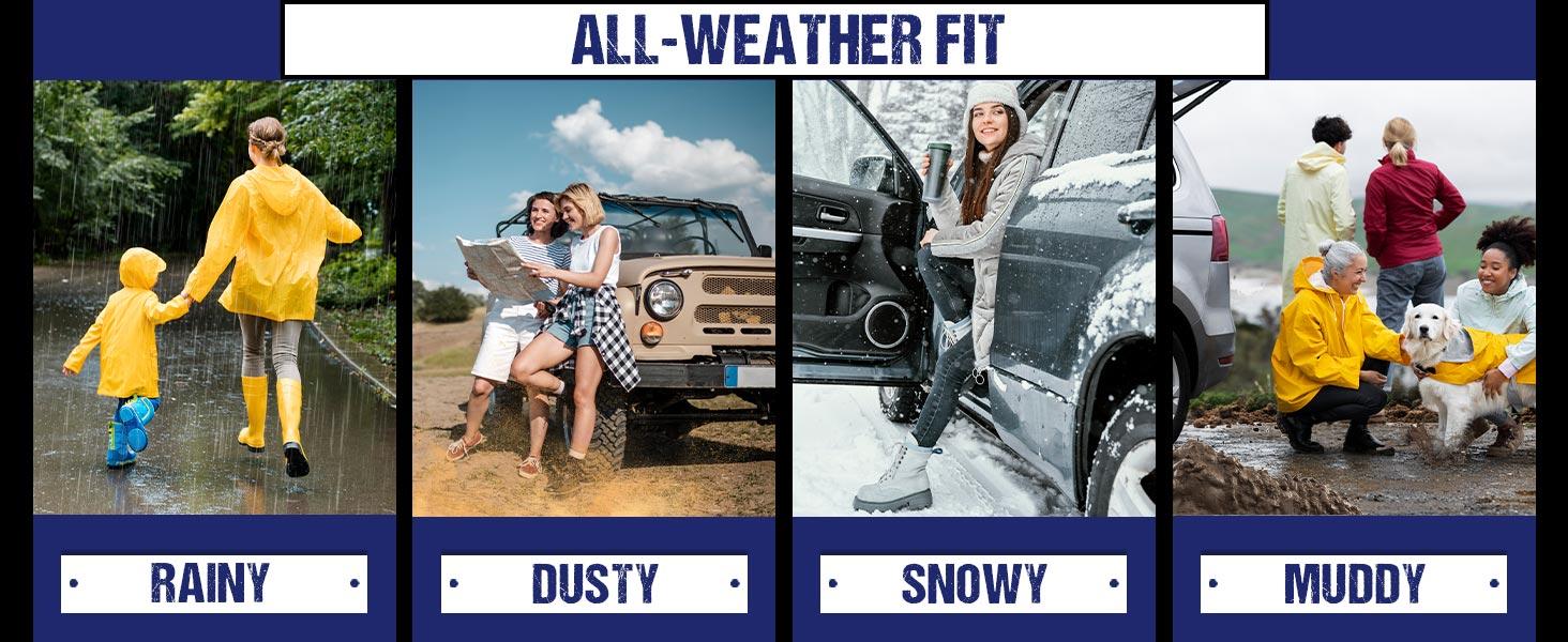 CROSSDESIGN TPE 3D All Weather Floor Mats Fit for 14-23 Nissan Rogue Nissan/08-24 Frontier Crew Cab w/ 2nd Row  Waterproof Durable floormats Non-slip 3PCS Mats Under-Seat Storage