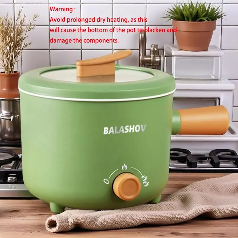 1 Count Portable Multifunctional Non-Stick Mini Electric Kitchen Pot with Lid, Fast & Convenient for Meal Preparation, Suitable for Travel, Camping & Dormitory Use