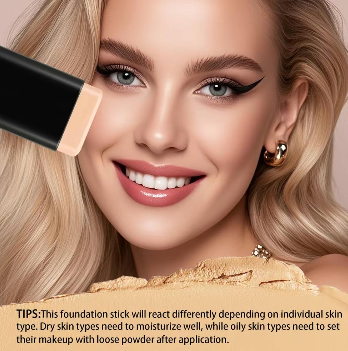 5-color Dual -Ended Foundation Concealer Stick, Dual-ended with Built-in Brush, Moisturizing & Lightweight，Versatile Cosmetic Tool