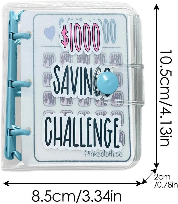 $1000 Savings Challenge Book with Clear Cover – Track Your Money Goals, Build Saving Habits, Stay Organized with This Reusable Budget Binder,mothersdaygift